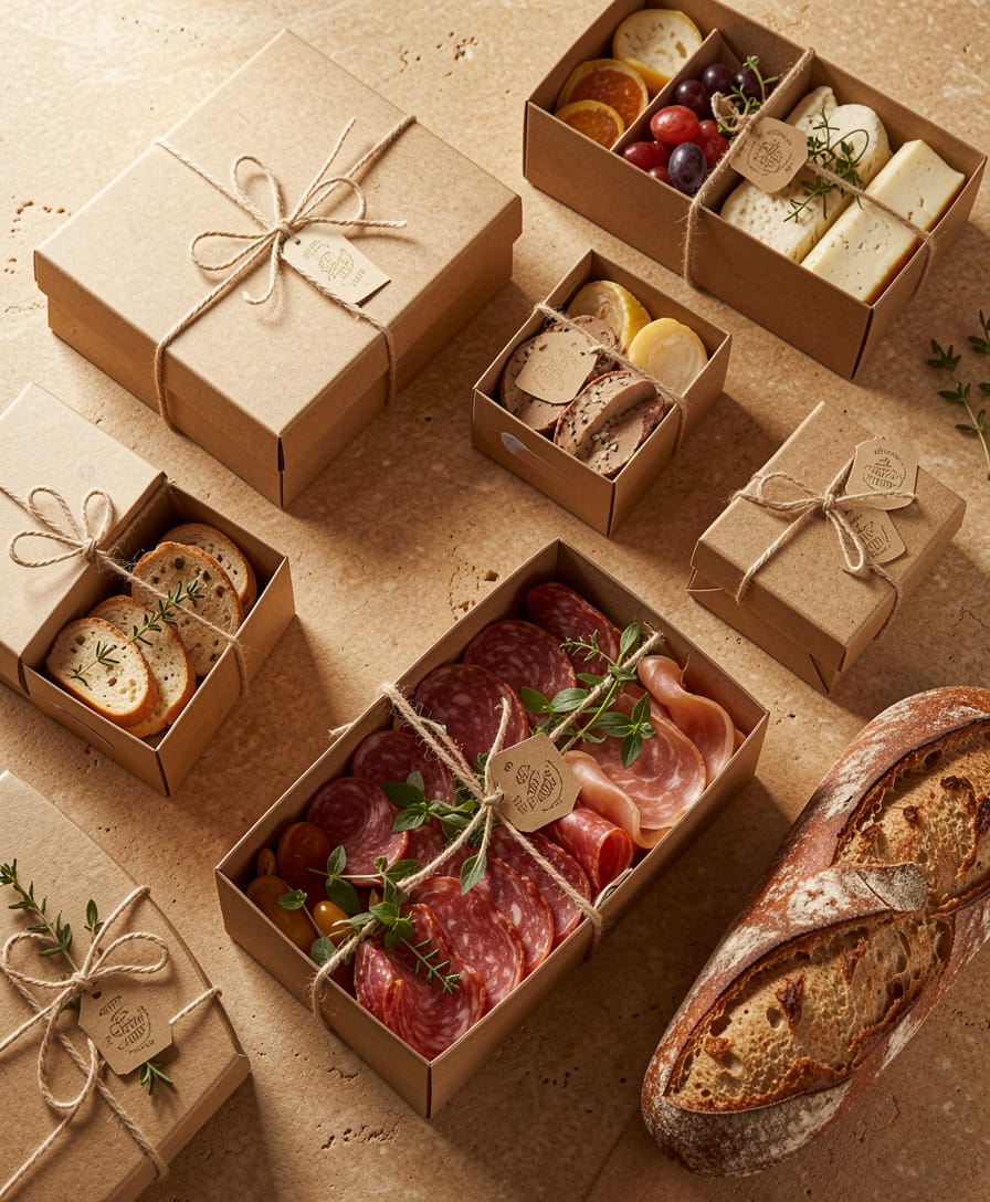 Elegant boxed catering meals and platters