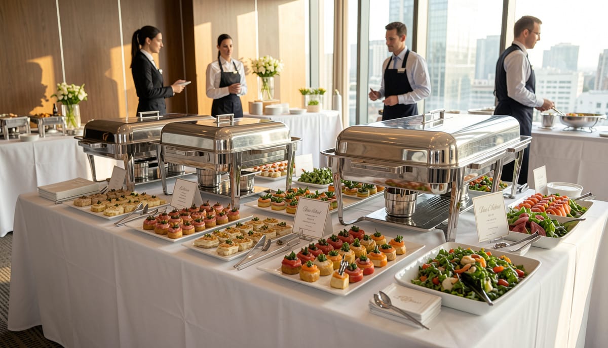 Corporate catering buffet setup